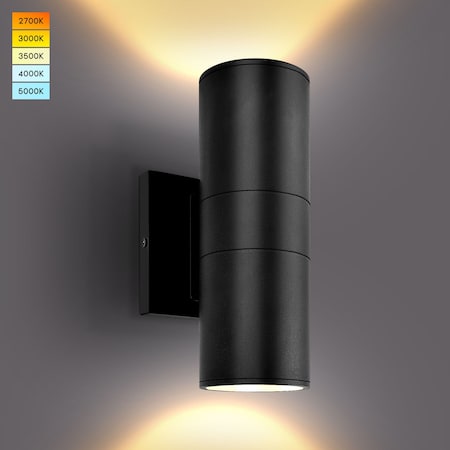 Luxrite Modern Cylinder LED Up and Down Outdoor Wall Light 5CCT 2700K-5000K Waterproof 20W 1800LM ETL LR40335-1PK